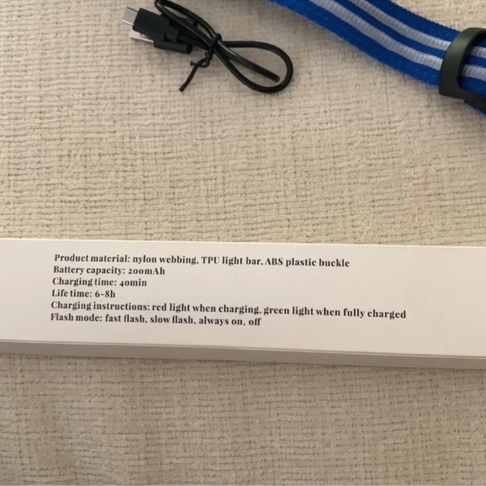 BLUE LIGHT UP DOG COLLAR LEASH SIZE SMALL